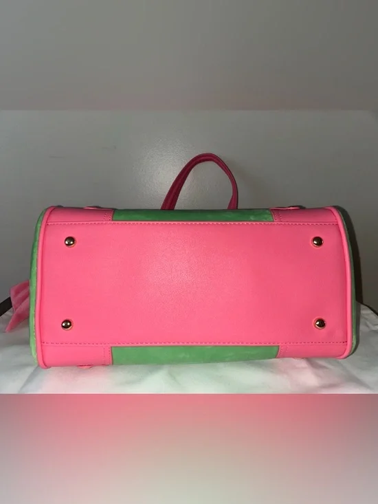 NEW! NWT JUICY COUTURE Daydreamer Scottie Dogs Velour Tote Retro Green/Pink - Picture 7 of 9